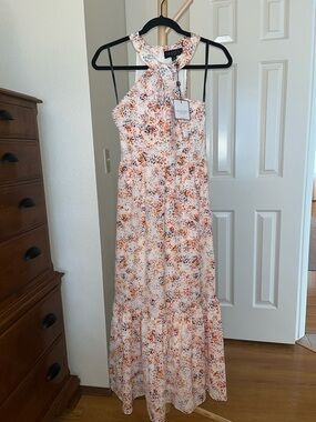 Laundry Cream Maxi Dress with Pink and Orange Floral Print